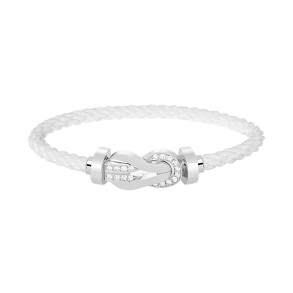 [LUCKY LOVE]CHANCE LARGE 8 FIGURE BUCKLE HALF DIAMOND BRACELET SILVER