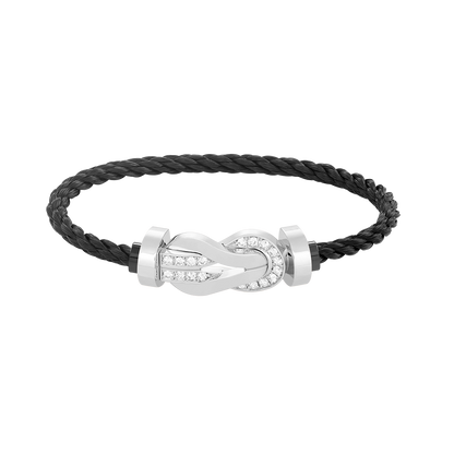 [LUCKY LOVE]CHANCE LARGE 8 FIGURE BUCKLE HALF DIAMOND BRACELET SILVER