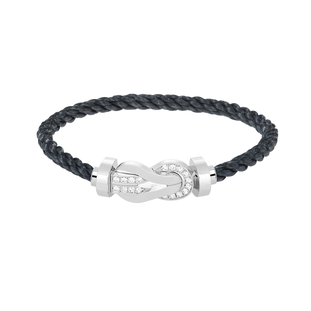 [LUCKY LOVE]CHANCE LARGE 8 FIGURE BUCKLE HALF DIAMOND BRACELET SILVER