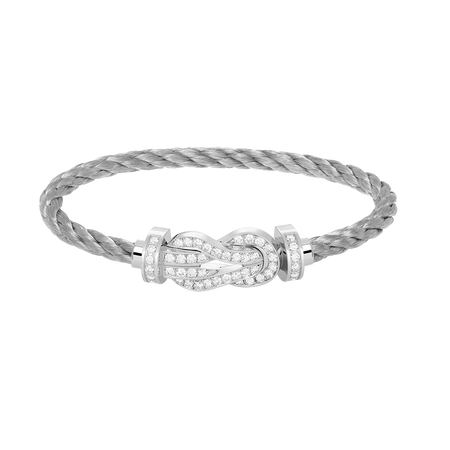 [LUCKY LOVE]CHANCE LARGE 8 FIGURE BUCKLE FULL DIAMOND BRACELET SILVER
