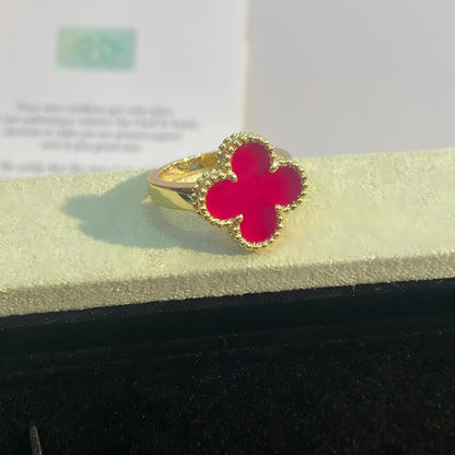 [LUCKY LOVE]NEW CLOVER PINK ENAMEL RINGS