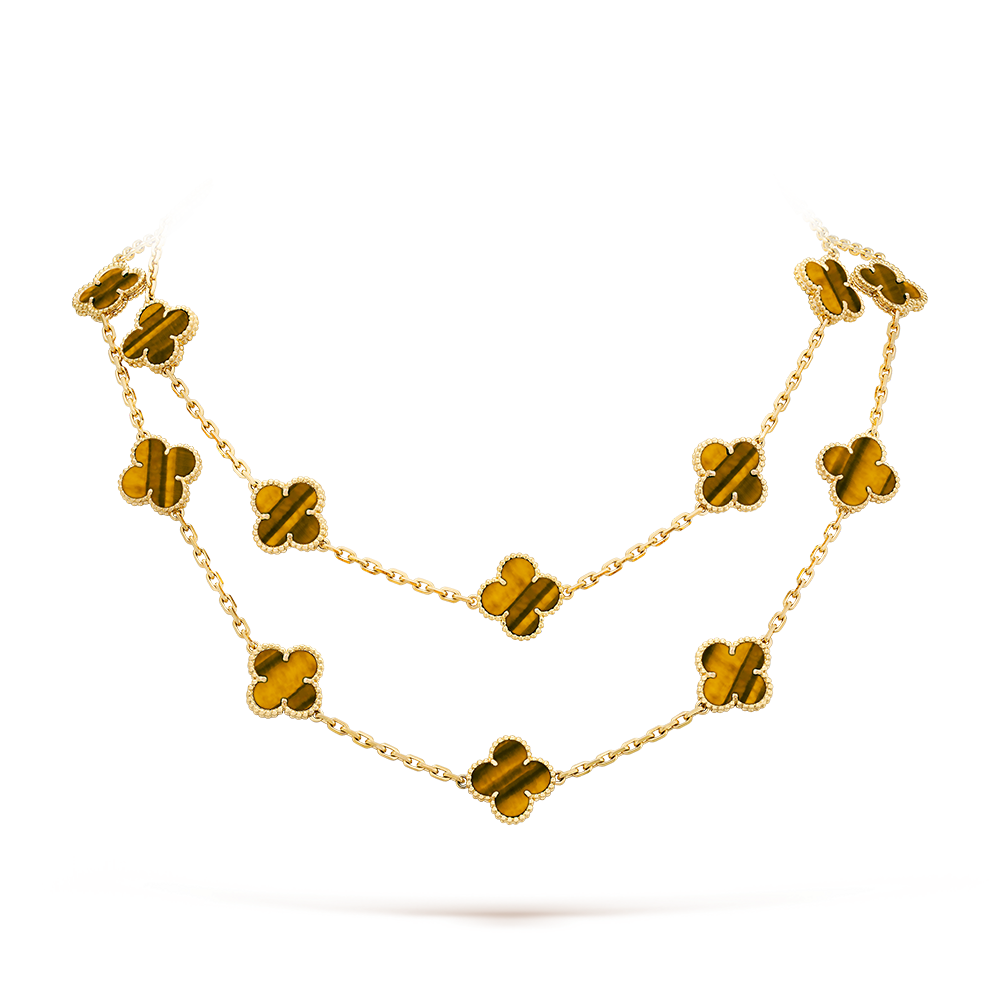[LUCKY LOVE]CLOVER 20 MOTIFS TIGER EYE ROSE GOLD