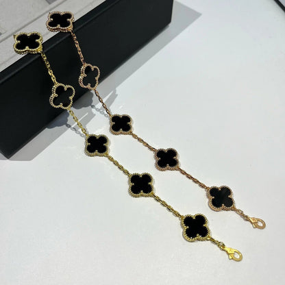 [LUCKY LOVE] CLOVER 5 MOTIF ONYXS BRACELET COLLECTION