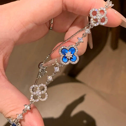 [LUCKY LOVE]CLOVER 5 MOTIF PINK BLUE RED WHITE BRACELET