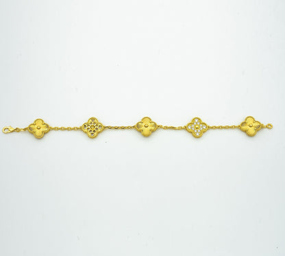 [LUCKY LOVE]CLOVER BRACELET 5 MOTIFS GOLD DIAMOND