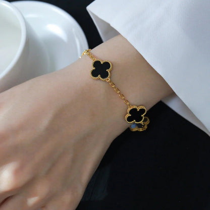 [LUCKY LOVE] CLOVER 5 MOTIF ONYXS BRACELET COLLECTION