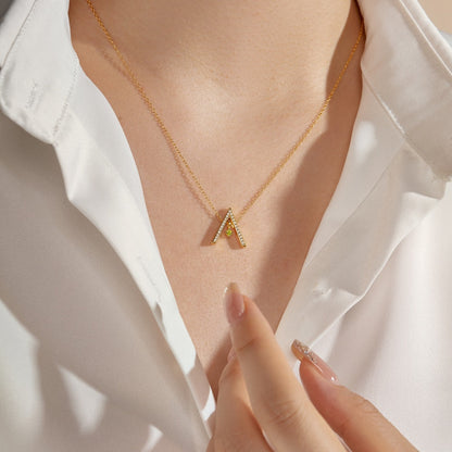 [LUCKY LOVE]Sparkling "A" Shape Necklace