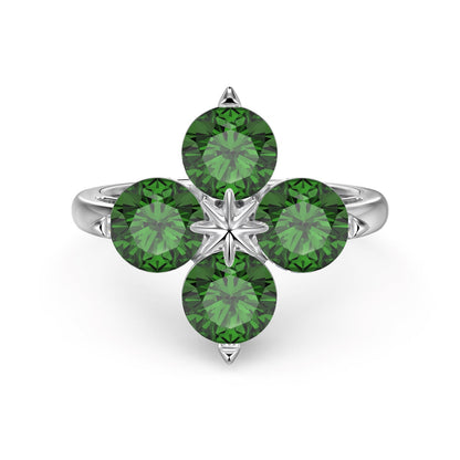 [LUCKY LOVE]Four-Leaf Clover Eight-Pointed Star Ring