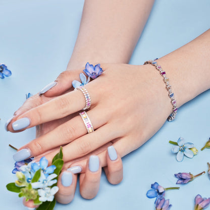[LUCKY LOVE]Dainty Kaleidoscopic Emerald Cut Daily Ring