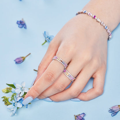 [LUCKY LOVE]Dainty Kaleidoscopic Emerald Cut Daily Ring