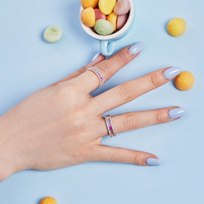 [LUCKY LOVE]Dainty Kaleidoscopic Emerald Cut Daily Ring