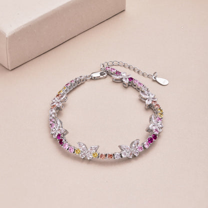 [LUCKY LOVE]Ornate Colorful Butterfly Shape Round Cut Daily Bracelet