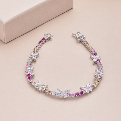 [LUCKY LOVE]Ornate Colorful Butterfly Shape Round Cut Daily Bracelet