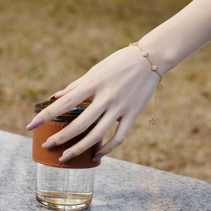 [LUCKY LOVE]Four-Leaf Clover Hollow Butterfly Bracelet