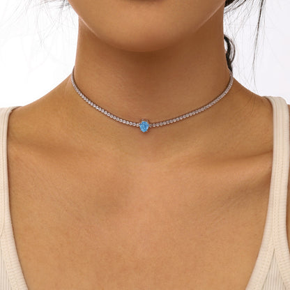 [LUCKY LOVE]1.0 carat Unique Pear Cut Tennis Necklace