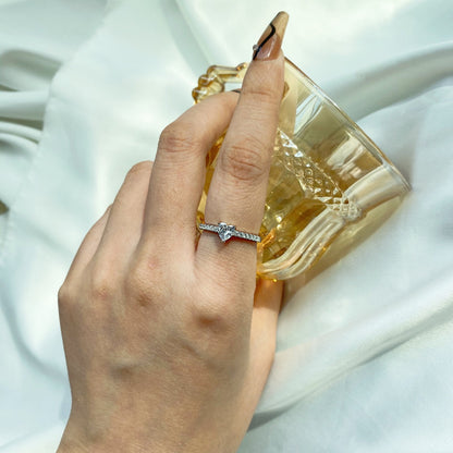 [LUCKY LOVE]0.5 Carat CaratEternity Charming Heart Shape Lover Ring