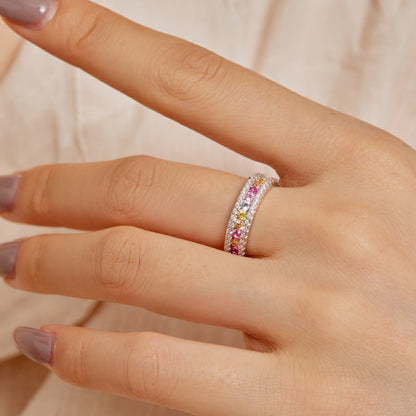 [LUCKY LOVE]Delicate Colorful Round Cut Daily Ring