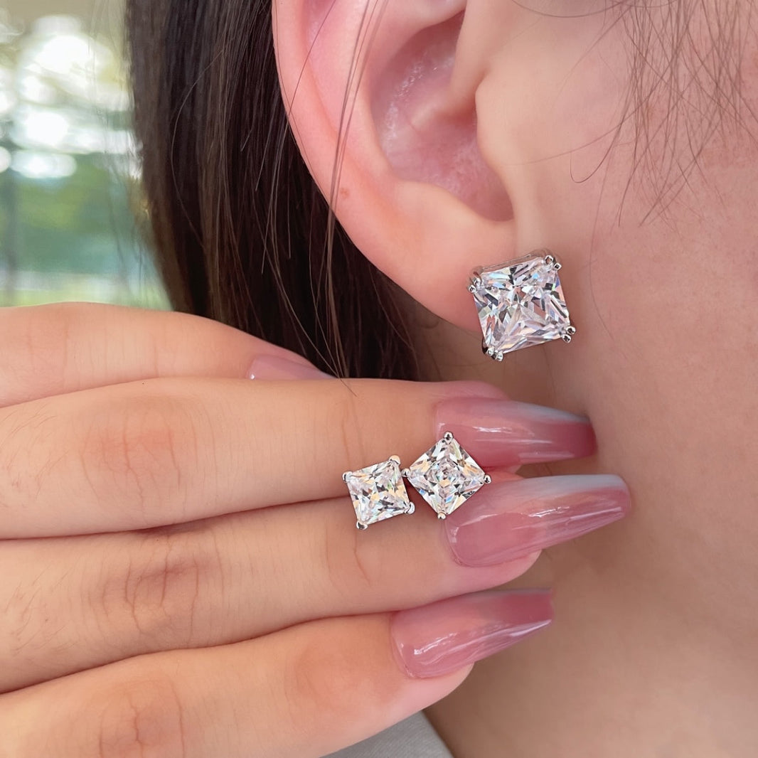 [LUCKY LOVE]Delicate Square Shape Earrings
