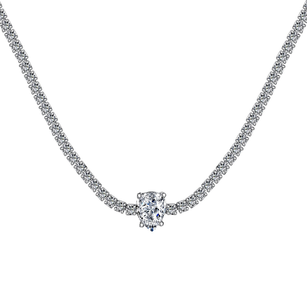[LUCKY LOVE]1.0 carat Unique Pear Cut Tennis Necklace