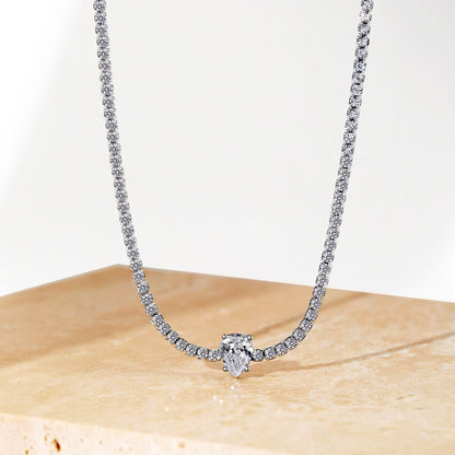 [LUCKY LOVE]1.0 carat Unique Pear Cut Tennis Necklace