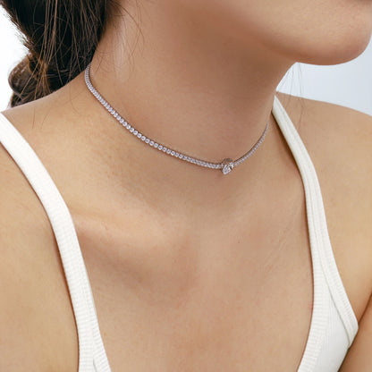 [LUCKY LOVE]1.0 carat Unique Pear Cut Tennis Necklace
