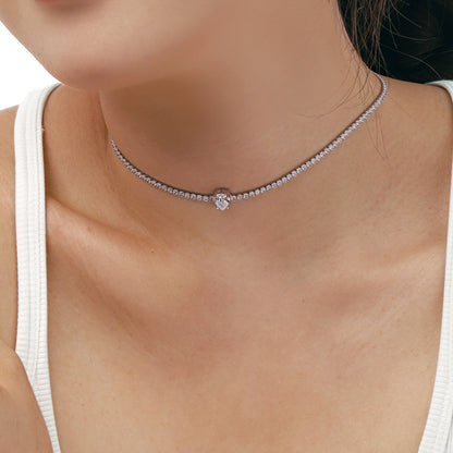 [LUCKY LOVE]1.0 carat Unique Pear Cut Tennis Necklace
