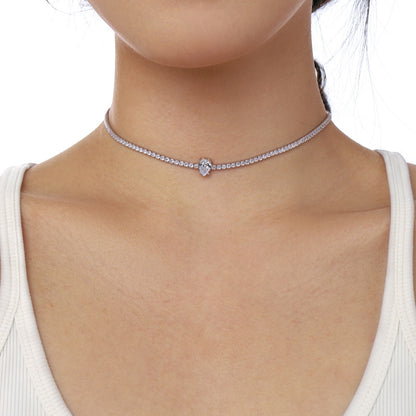 [LUCKY LOVE]1.0 carat Unique Pear Cut Tennis Necklace