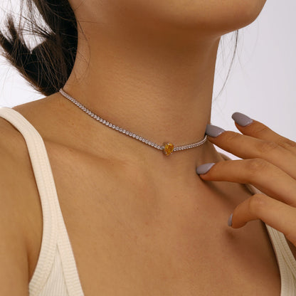[LUCKY LOVE]1.0 carat Unique Pear Cut Tennis Necklace