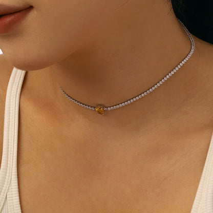 [LUCKY LOVE]1.0 carat Unique Pear Cut Tennis Necklace
