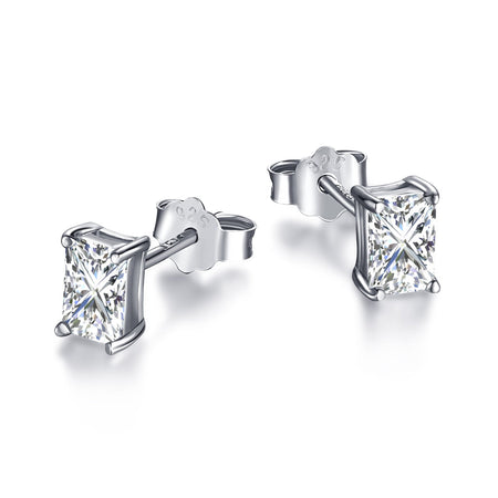 [LUCKY LOVE]Stylish Shiny Rectangular Center Stone Stud Earrings