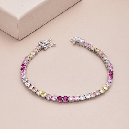 [LUCKY LOVE]Radiant Colorful Round Cut Tennis Bracelet