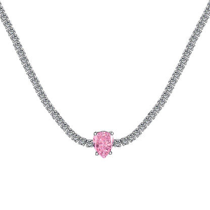 [LUCKY LOVE]1.0 carat Unique Pear Cut Tennis Necklace