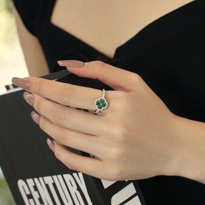 [LUCKY LOVE]Four Leaf Clover Flower Design Ring