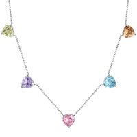 [LUCKY LOVE]Sparkling Colorful Heart Cut Necklace
