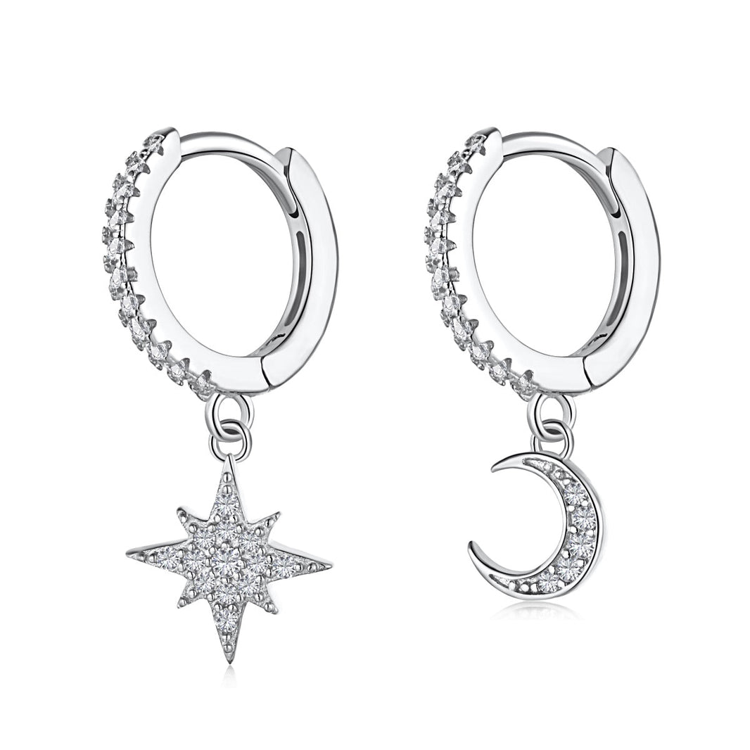 [LUCKY LOVE]Star and Moon Asymmetric Earrings