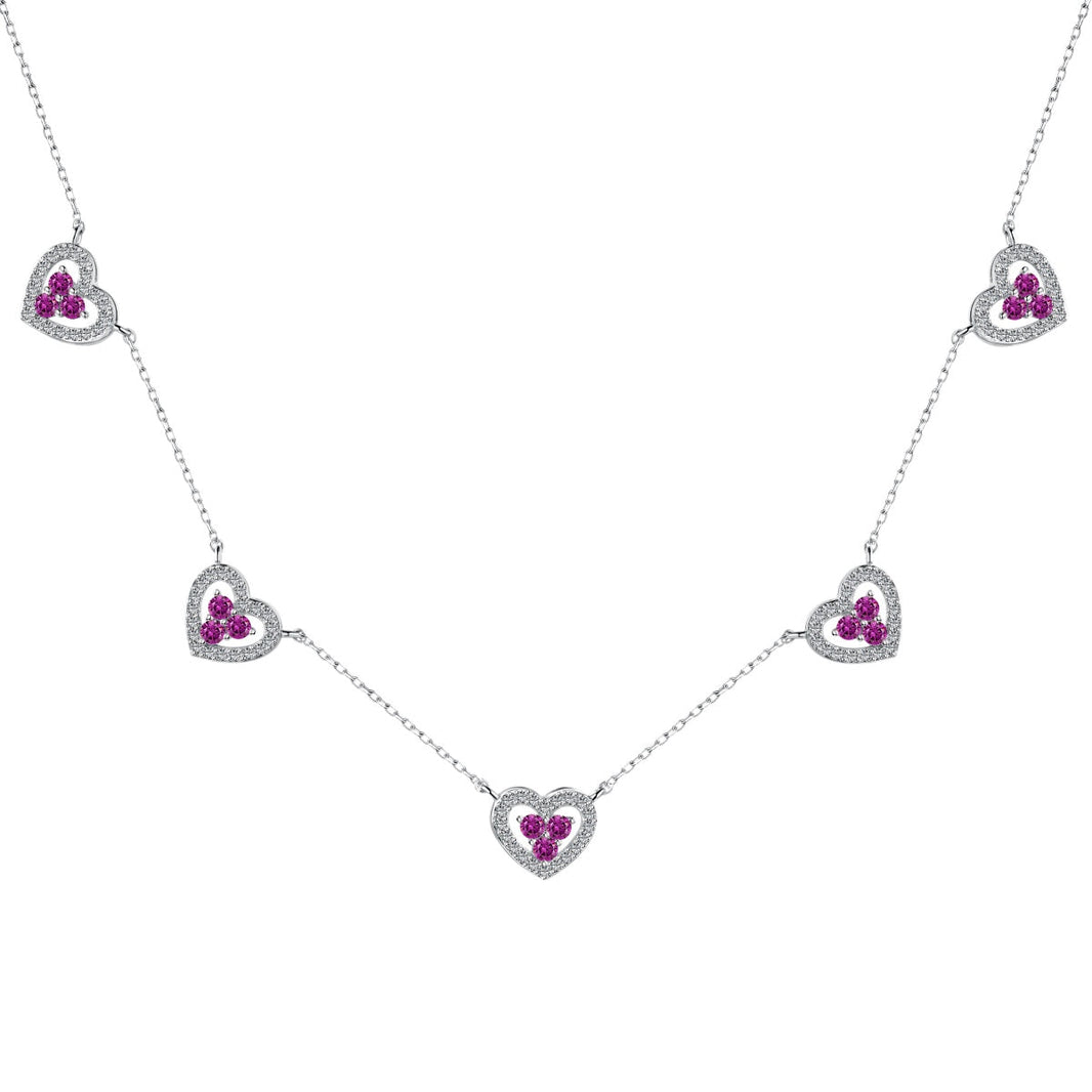 [LUCKY LOVE]Sparkling Five Heart Necklace