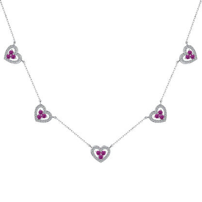[LUCKY LOVE]Sparkling Five Heart Necklace