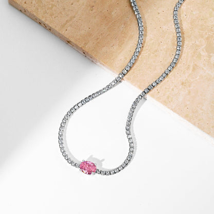 [LUCKY LOVE]1.0 Carat Shining Oval Cut Necklace
