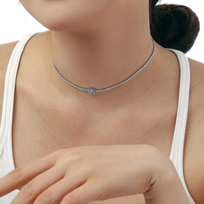 [LUCKY LOVE]1.0 Carat Shining Oval Cut Necklace