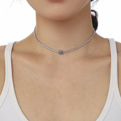 [LUCKY LOVE]1.0 Carat Shining Oval Cut Necklace