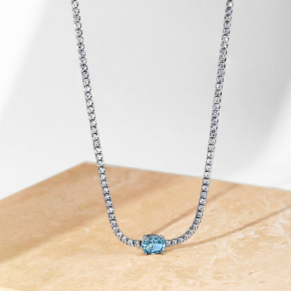 [LUCKY LOVE]1.0 Carat Shining Oval Cut Necklace
