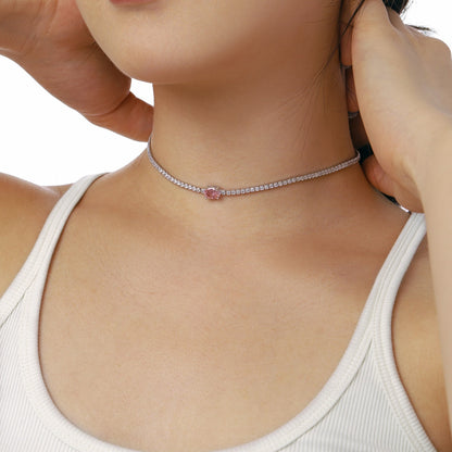 [LUCKY LOVE]1.0 Carat Shining Oval Cut Necklace