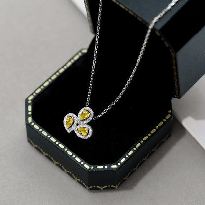[LUCKY LOVE]Elegant Flower Shape Pear Cut Necklace