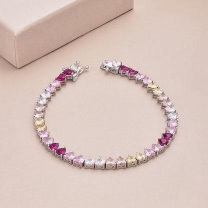 [LUCKY LOVE]Luxurious Colorful Romantic Heart Shape Lover Bracelet