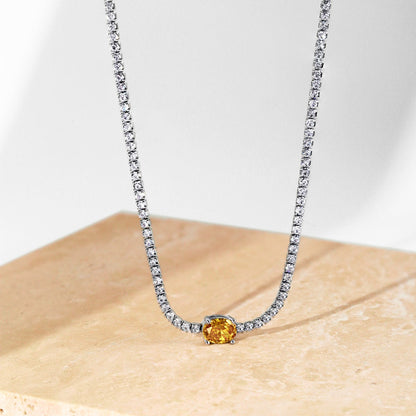[LUCKY LOVE]1.0 Carat Shining Oval Cut Necklace