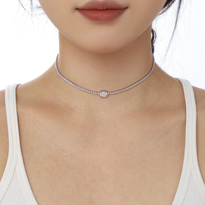 [LUCKY LOVE]1.0 Carat Shining Oval Cut Necklace