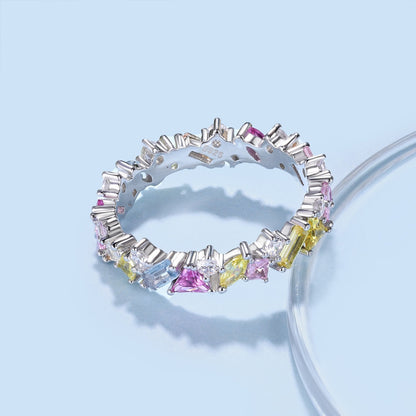 [LUCKY LOVE]Dazzling Polychromatic Multi cut Daily Ring