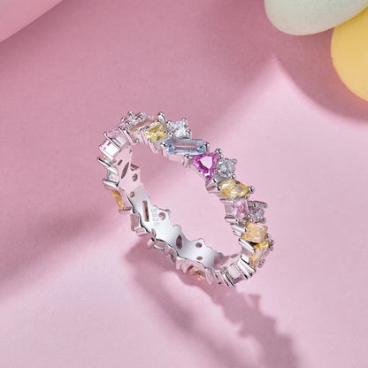 [LUCKY LOVE]Dazzling Polychromatic Multi cut Daily Ring