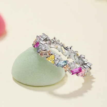 [LUCKY LOVE]Dazzling Polychromatic Multi cut Daily Ring
