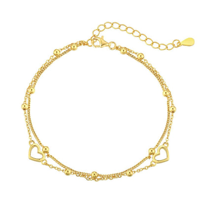 [LUCKY LOVE]Dainty Double Layer Love Heart Bracelet